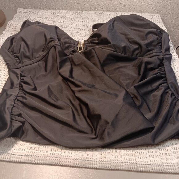 Time and Tru women's plus size rich black swim tankini top sz 3X / 24W - 26W NWT - Picture 7 of 15